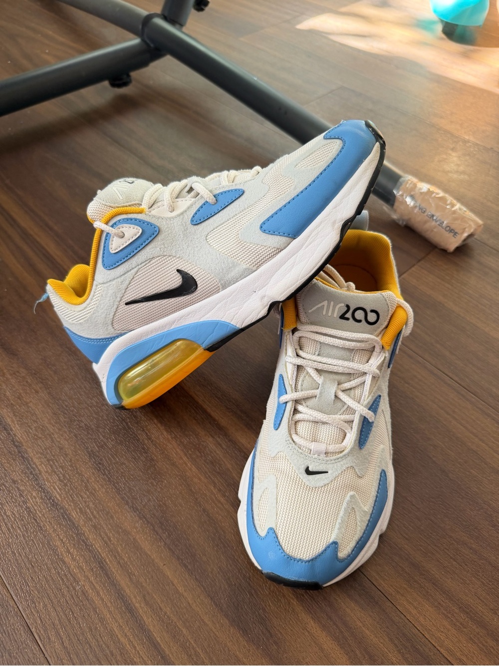 Nike Kids Air 200 Sneakers in White, Blue & Yellow